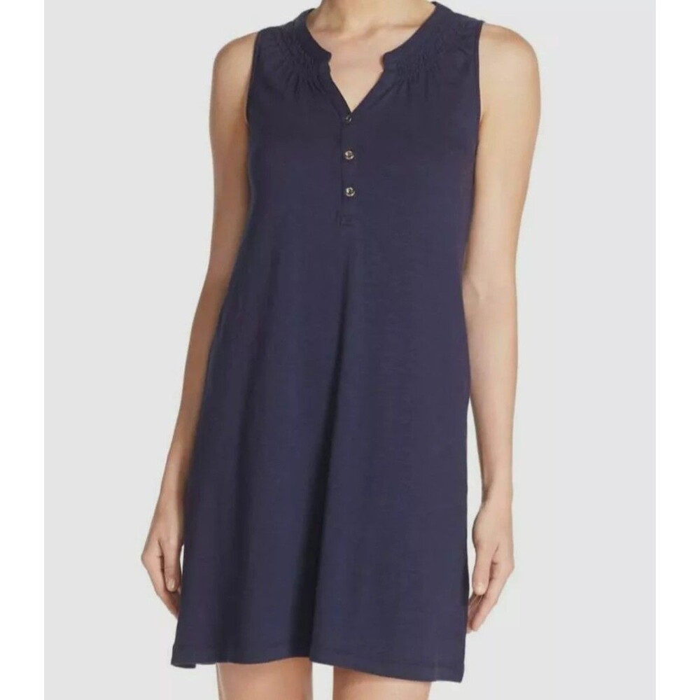 Lilly Pulitzer Women's Navy Essie Buttoned Sleeveless Casual Shift Dress Size XS - Picture 8 of 8